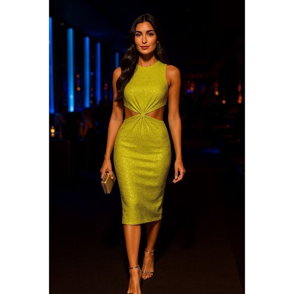 Mac Duggal Gold Sequin Twist Front Cutout Gown Size 2 New With Tags - Picture 4 of 16